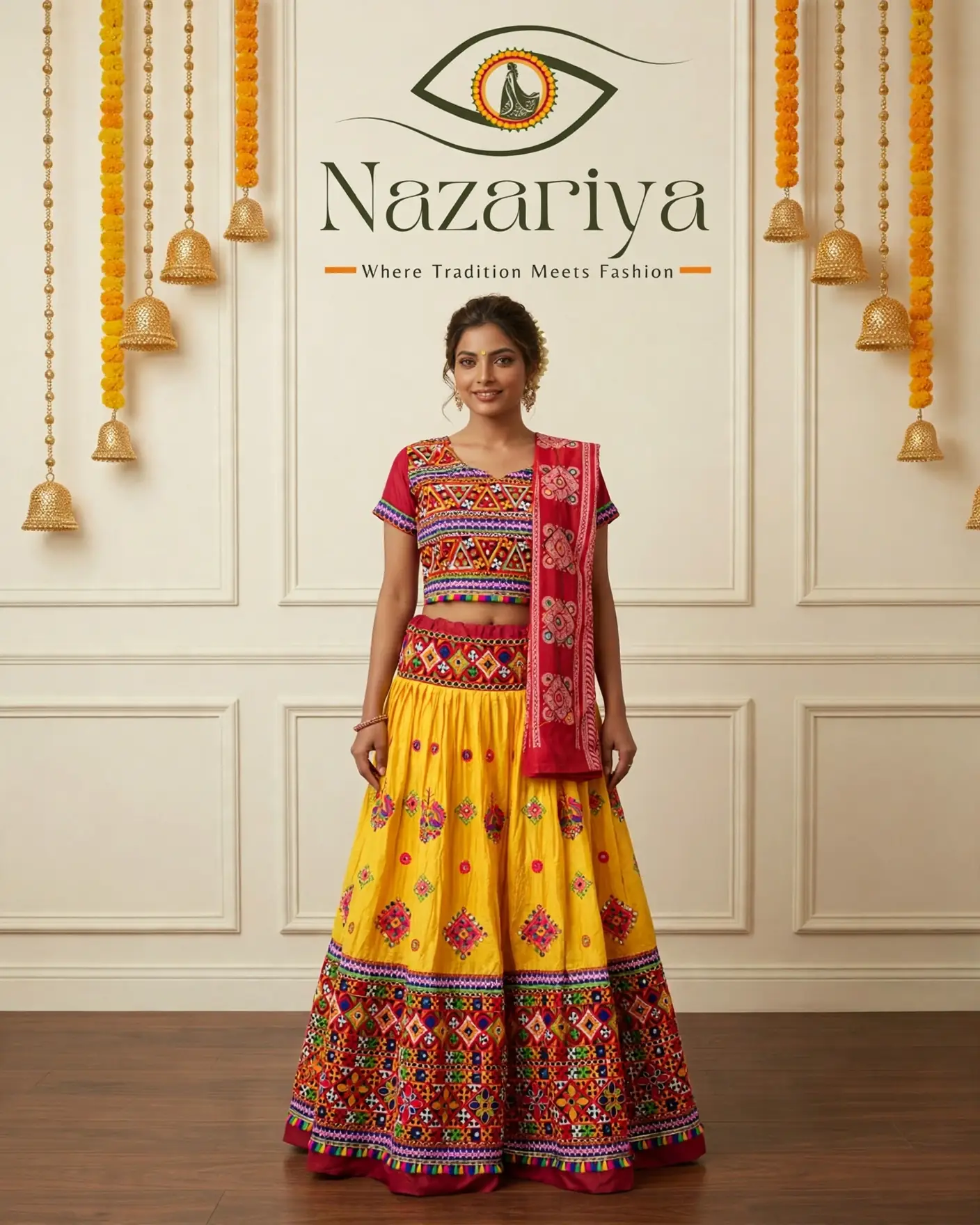 Yellow Mirror-Work Chaniya Choli — Indian ethnic wear Brampton