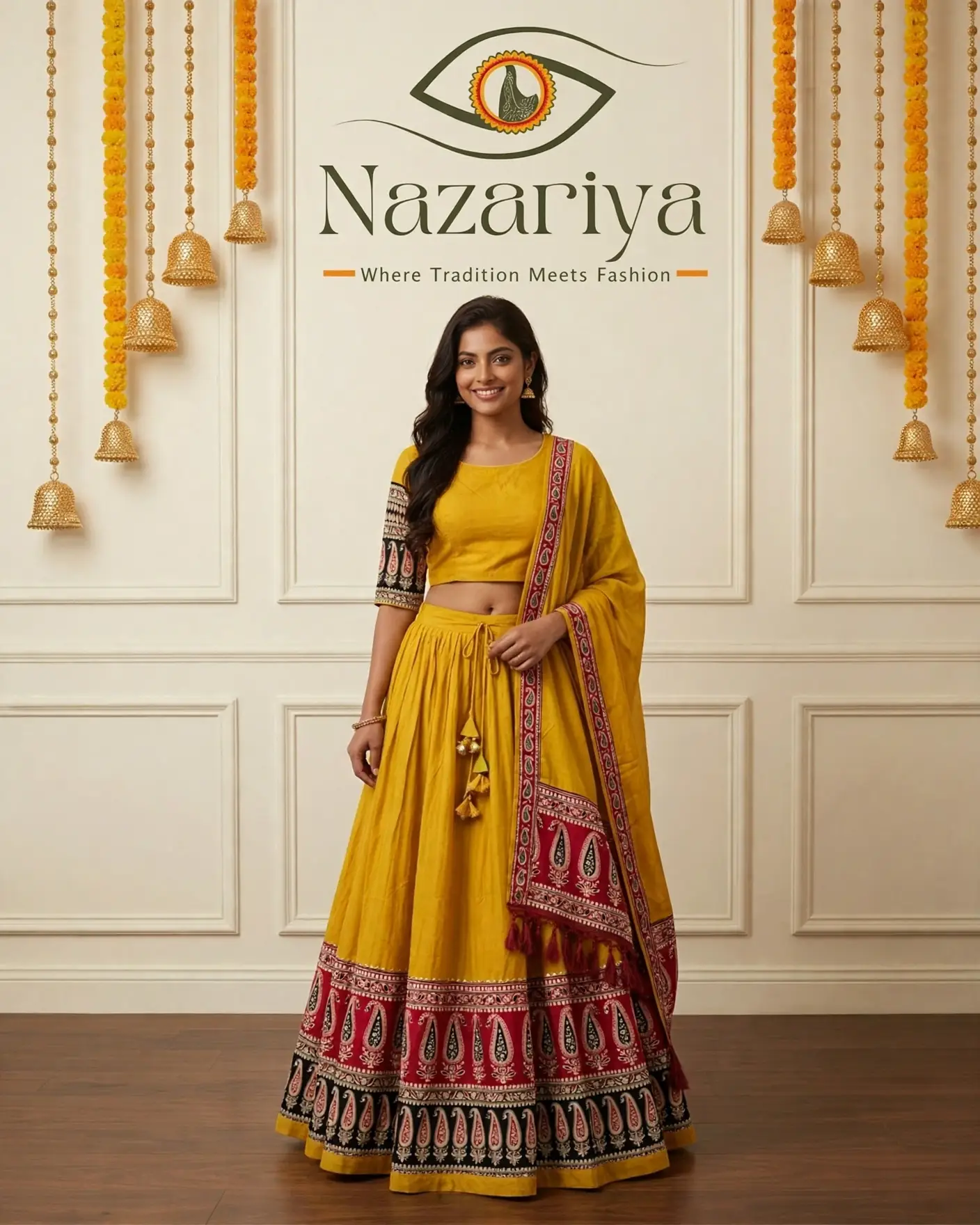 Mustard Paisley Chaniya Choli — Indian ethnic wear Brampton