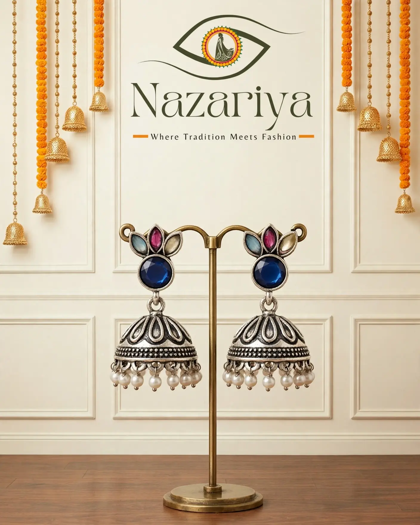 Multicolor Enamel Stud Jhumkas — Indian ethnic wear Brampton