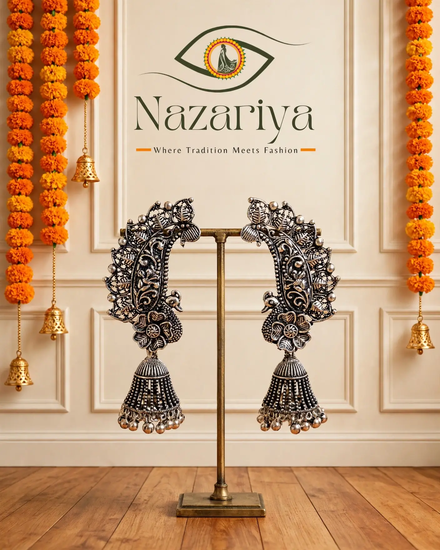 Peacock Ear-Cuff Jhumkas — Indian ethnic wear Brampton