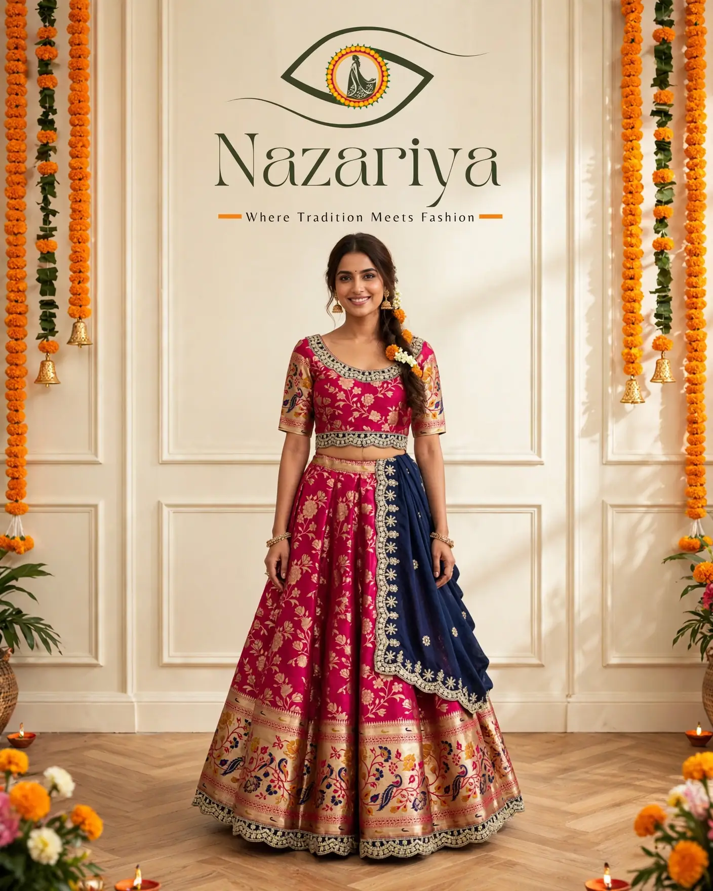 Magenta Paithani Lehenga — Indian ethnic wear Brampton