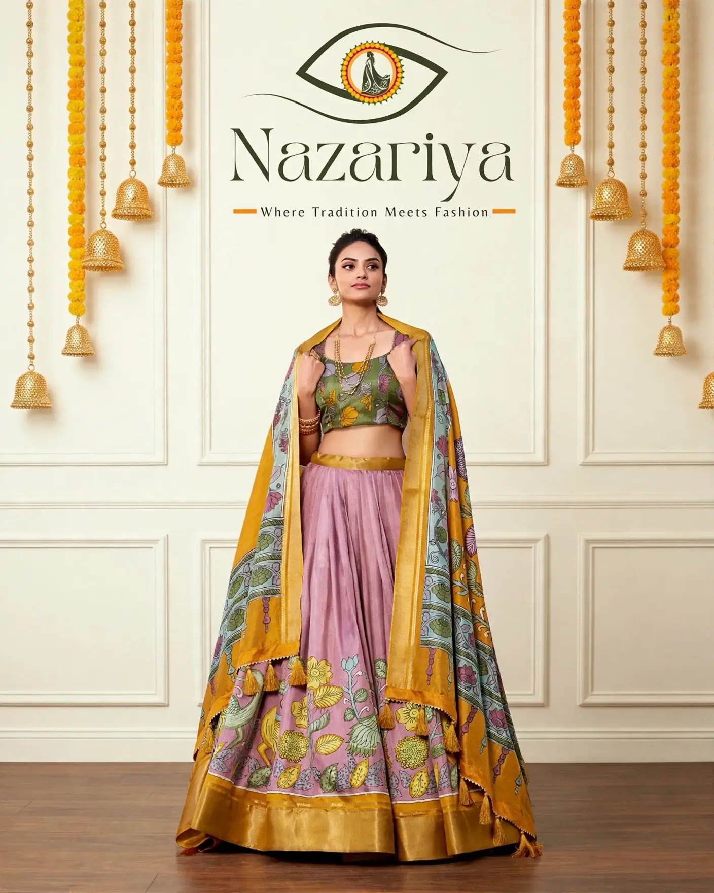 Dusty Rose Kalamkari Lehenga — Indian ethnic wear Brampton