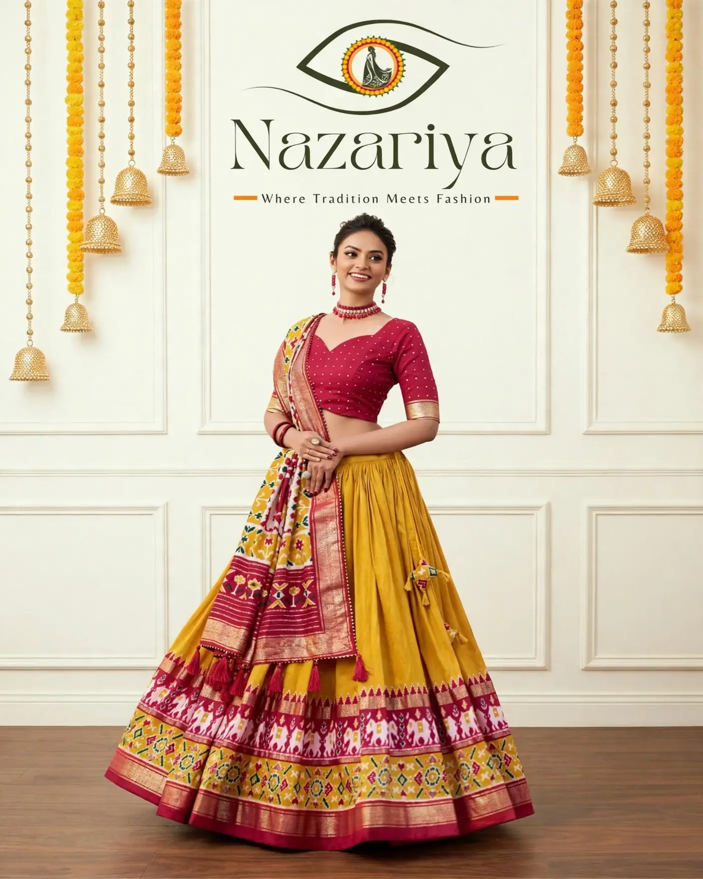 Mustard & Red Patola Lehenga — Indian ethnic wear Brampton