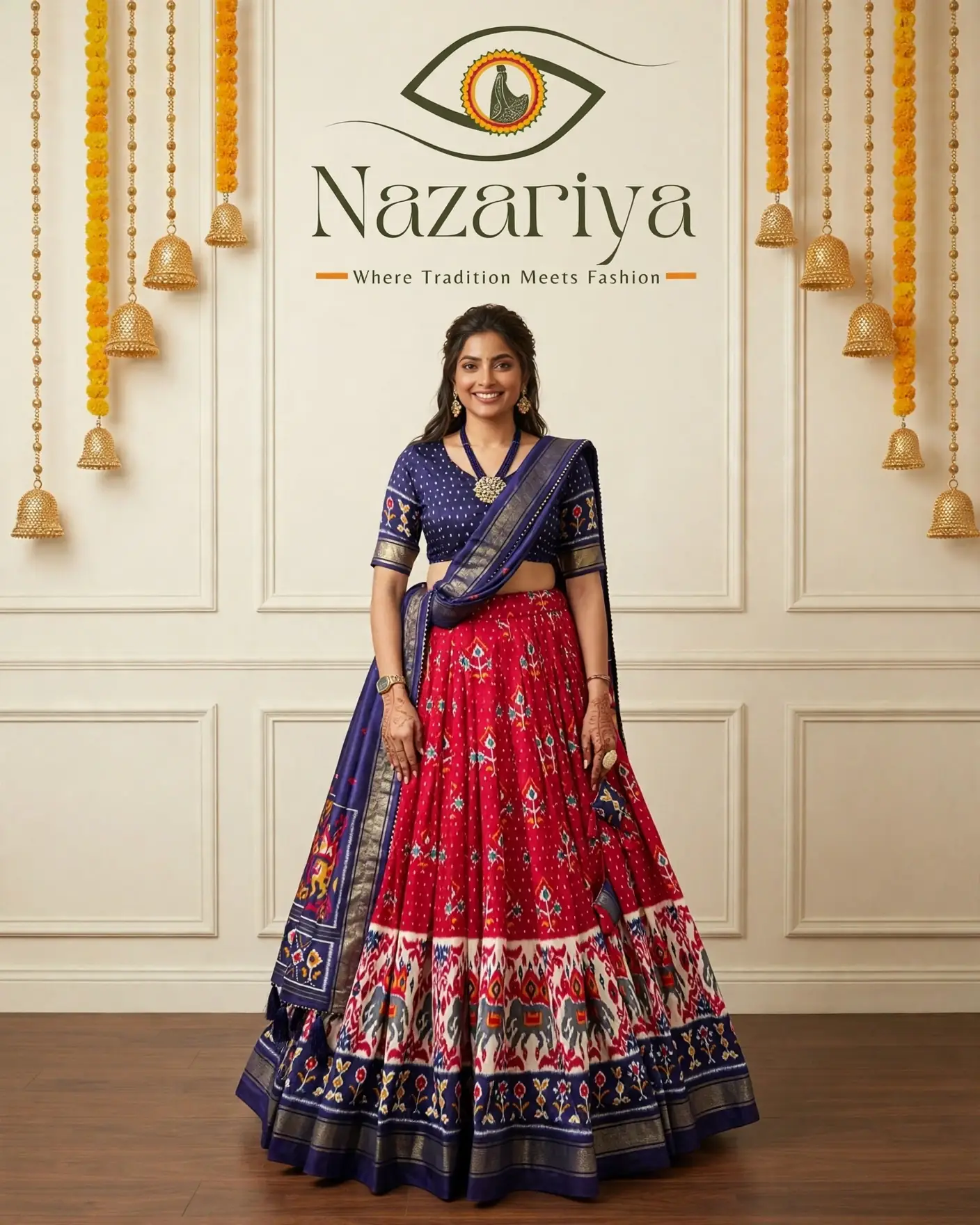 Red & Navy Patola Lehenga — Indian ethnic wear Brampton