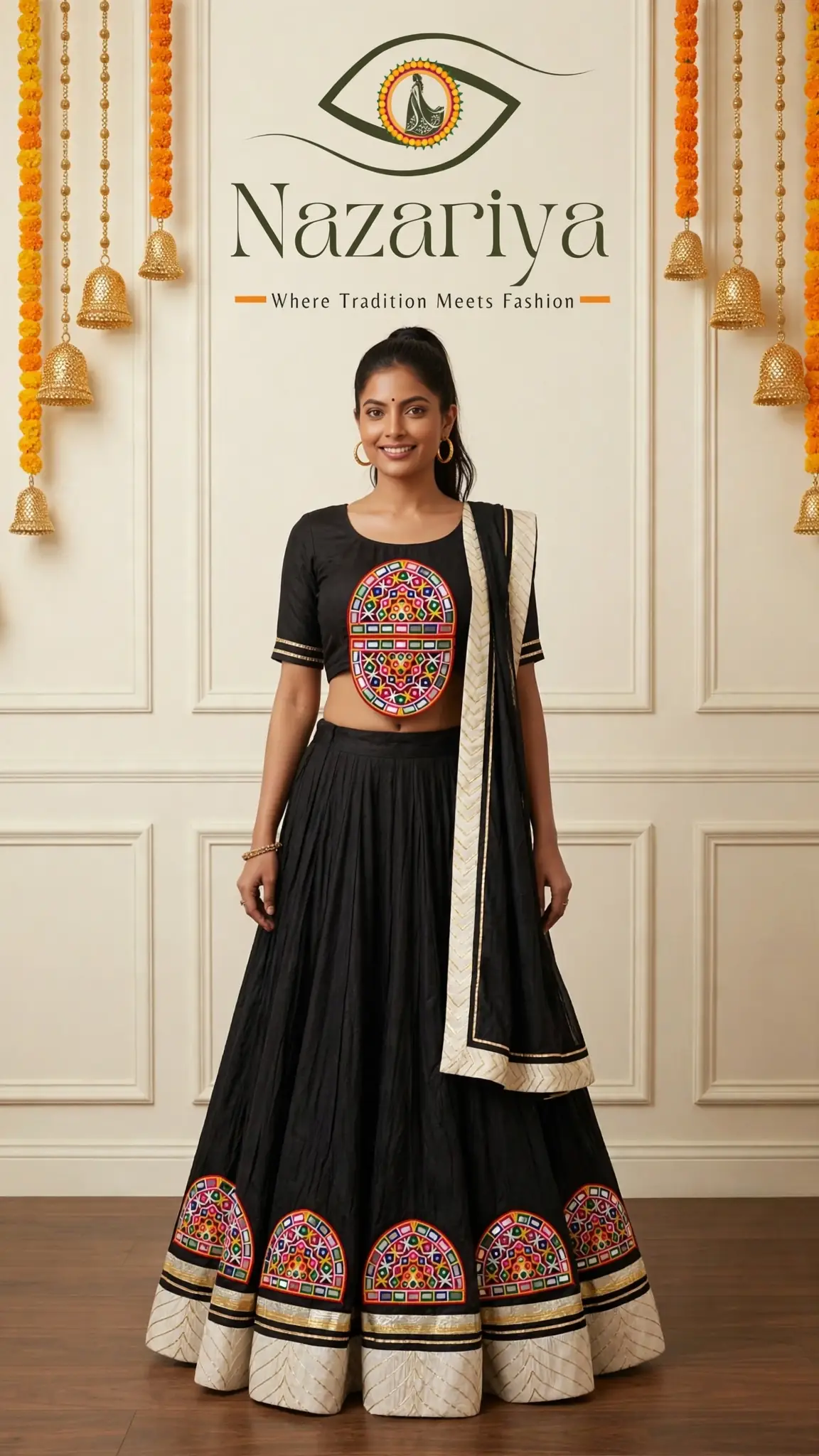 Black Kutchi Mirror Chaniya Choli — Indian ethnic wear Brampton